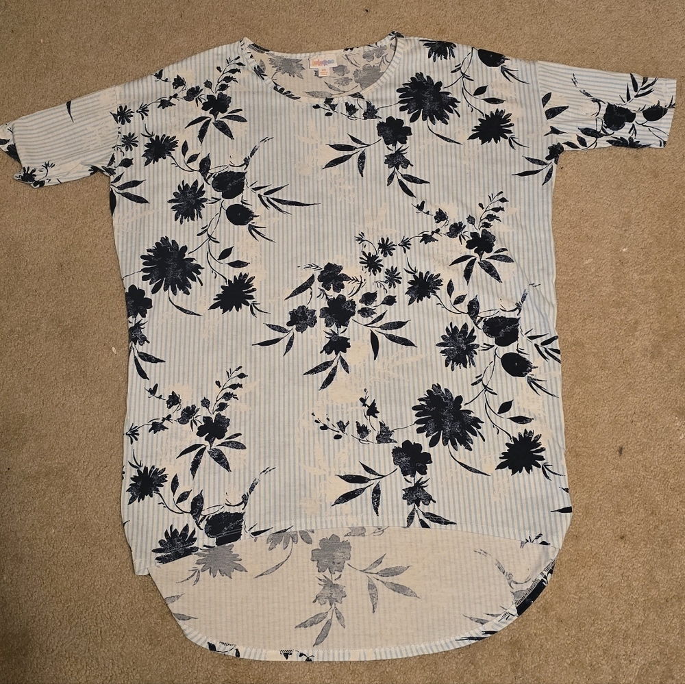 LuLaRoe Blue Black & White Floral Tunic